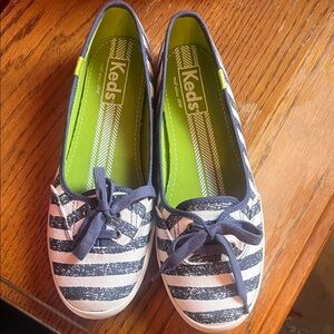 Keds Navy and White Striped Women’s Flats - brand new in box!